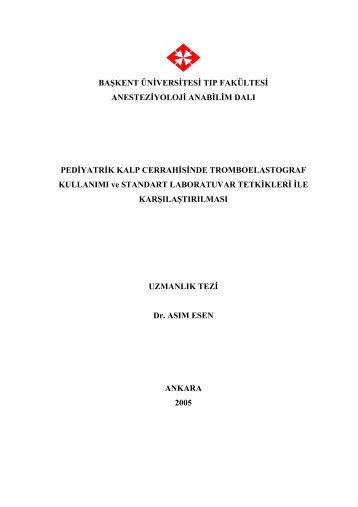 başkent üniversitesi tıp fakültesi anesteziyoloji anabilim dalı ...