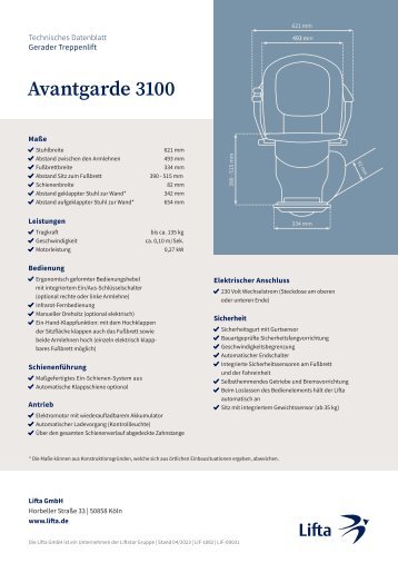 Datenblatt Avantgarde 3100