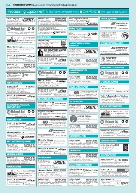 Machinery Update July / August 2020