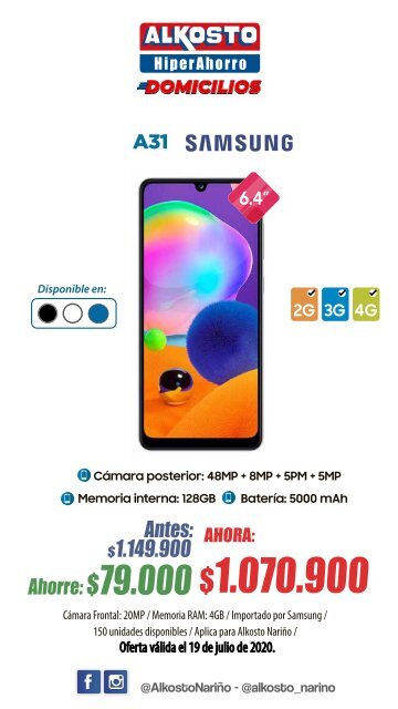 Ofertas Tecnología Alkosto Nariño - 16/07/2020