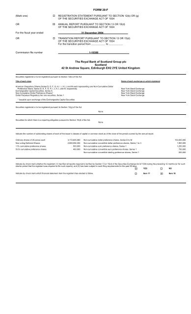 FORM 20-F The Royal Bank of Scotland Group plc Scotland 42 St ...