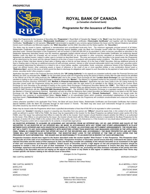 Royal Bank Of Canada Rbc Capital Markets