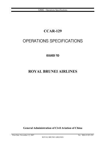 CCAR-129 Operations Specifications