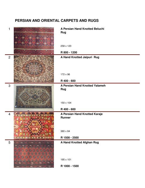 PERSIAN AND ORIENTAL CARPETS AND RUGS
