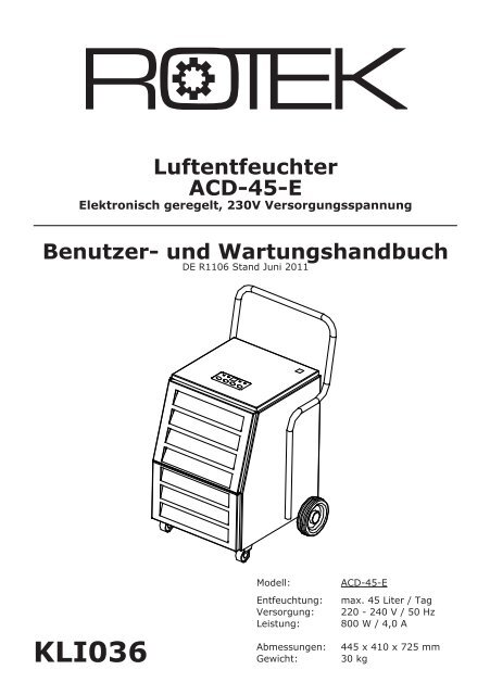 Luftentfeuchter ACD-45-E - Rotek