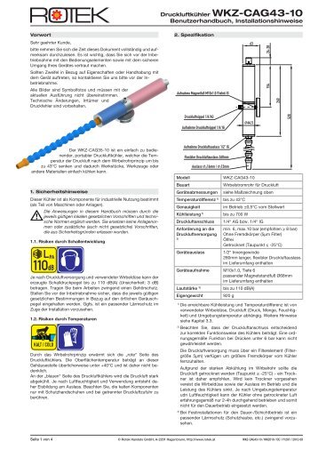 Druckluftkühler WKZ-CAG43-10 Benutzerhandbuch ... - Rotek