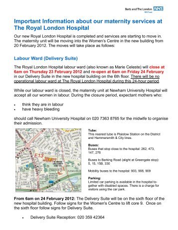 Important Information about our maternity services at The Royal ...