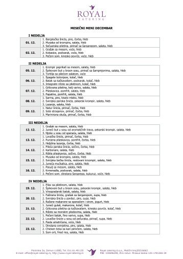 mesečni meni decembar i nedelja ii nedelja iii nedelja iv nedelja