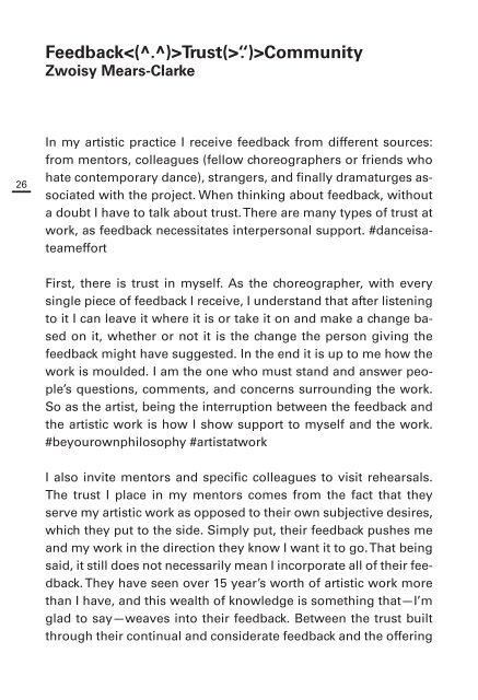 Laboratory on Feedback in Artistic Processes 3