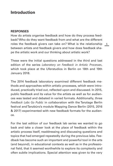 Laboratory on Feedback in Artistic Processes 3