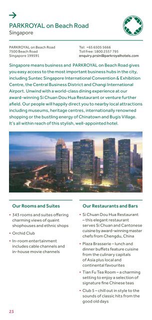 Hotel Directory - PARKROYAL Hotels & Resorts