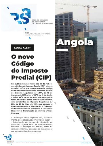 Legal Alert Angola – O novo Código do Imposto Predial (CIP)