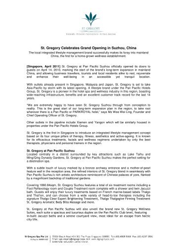St. Gregory Celebrates Grand Opening in Suzhou, China