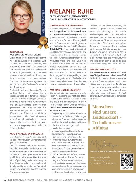 TOP PERSONALBERATER / Beilage im manager magazin 08/20