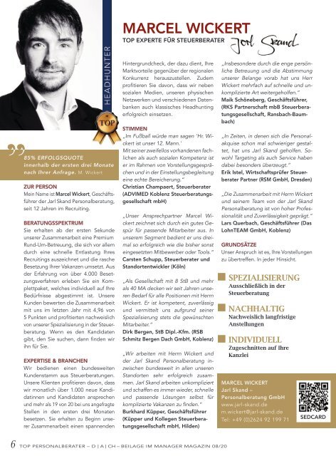 TOP PERSONALBERATER / Beilage im manager magazin 08/20