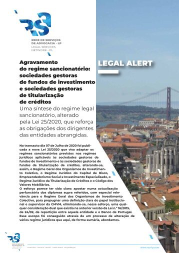 Legal Alert - Agravamento do regime sancionatório: sociedades gestoras de fundos de investimento e sociedades gestoras de titularização de créditos