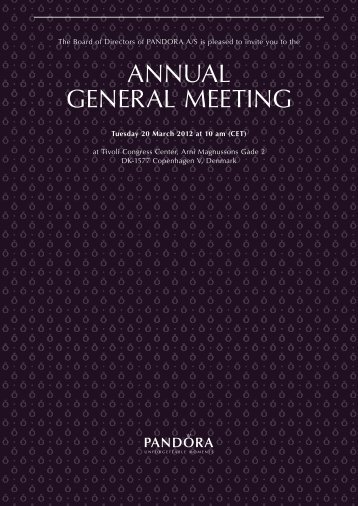 Notice convening the Annual General Meeting. - Shareholder.com