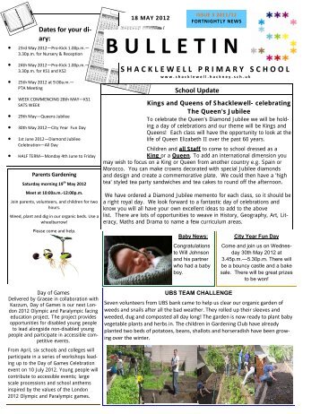 18-05-12 bulletin - Shacklewell Primary School