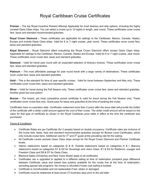 Royal Caribbean Cruise Certificates BenefitCruise com Royal Caribbean Cruise Certificates BenefitCruise com