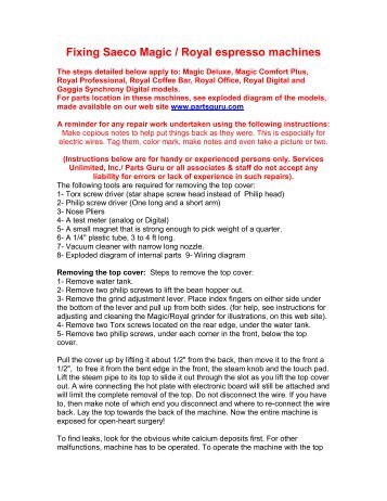 Saeco Royal Coffee Bar User Manual