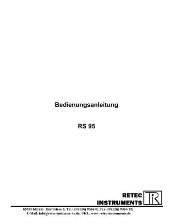 Bedienungsanleitung RS 95 - RETEC Instruments GmbH