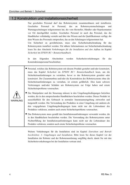 RS-Serie Manipulator-Handbuch - Das zeichnet Epson Roboter aus ...