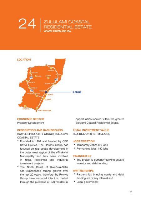 KwaZulu-Natal Investment Opportunities 2019 - 2021