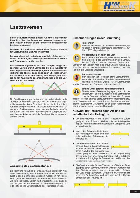 Anschlagpunkte (inklusive Anschlagwirbel) Benutzerhinweise