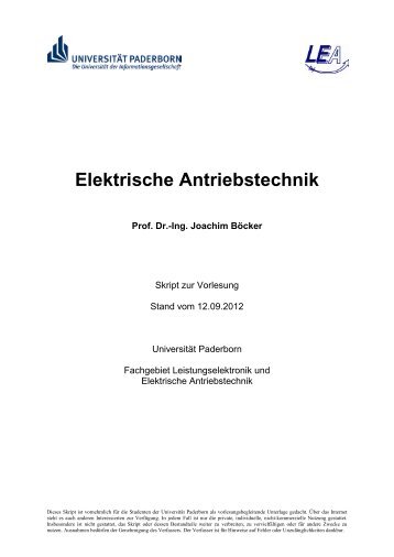 Elektrische Antriebstechnik - Fachgebiet Leistungselektronik und ...