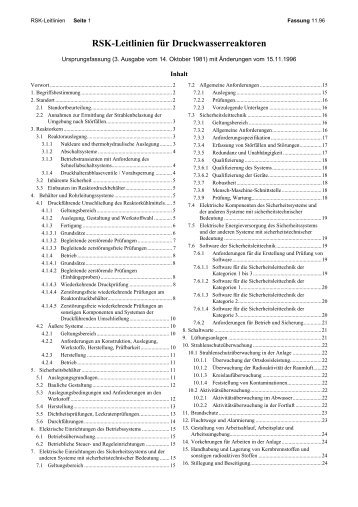 RSK-Leitlinien für Druckwasserreaktoren