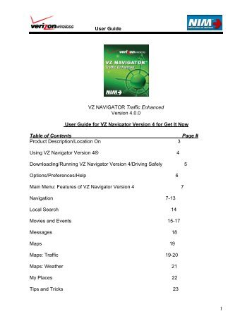 VZ Navigator 4.0 User Guide - Verizon Wireless Support