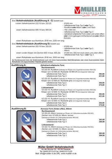 Eine Verkehrsleitsäule (Ausführung A - C) besteht aus: Eine ...