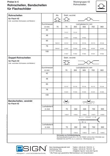 Rohrschellen, Bandschellen für Flachschilder - Absperrtechnik24.de