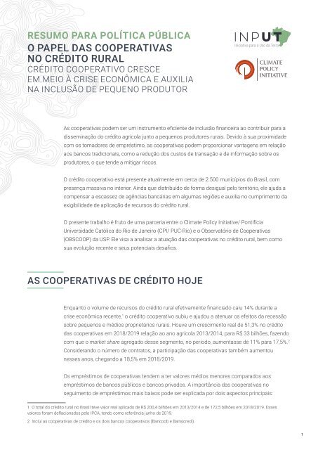 O Papel das Cooperativas no Crédito Rural