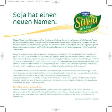 Soja hat einen neuen Namen: - bei Danone