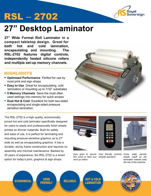 Image of Royal Sovereign RSL-2702 website