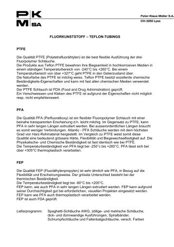 Lieferant und Lieferant für hochwertige und günstiege Teflonschläuche und FEP Schläuche sowie Schläuche aus FEP für Labore und Anlagenbau von Lieferant Pkmda aus der Schweiz