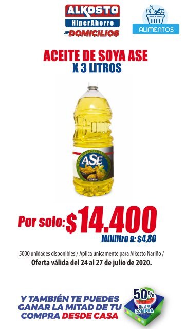 Ofertas Alimentos y Aseo Alkosto Nariño - 24/07/2020