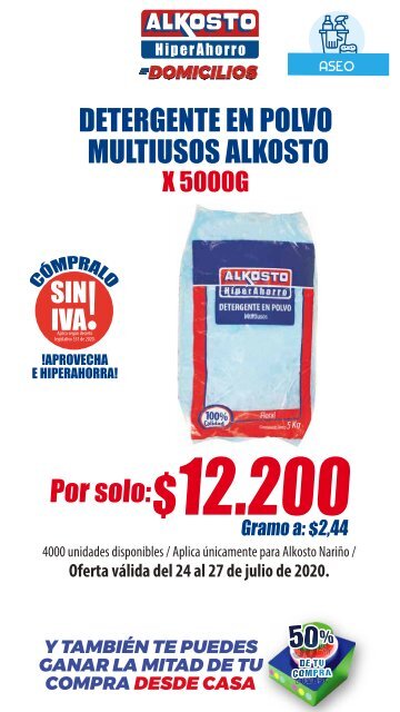 Ofertas Alimentos y Aseo Alkosto Nariño - 24/07/2020