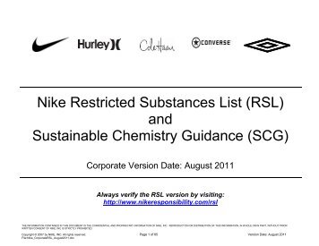 Nike Restricted Substances List (RSL) and Sustainable ... - NIKE, Inc.