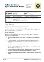 Policy Statement Privacy and Information Handling - RSL Care