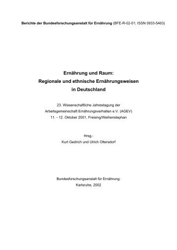 Regionale und ethnische Ernährungsweisen in Deutschland - AGEV