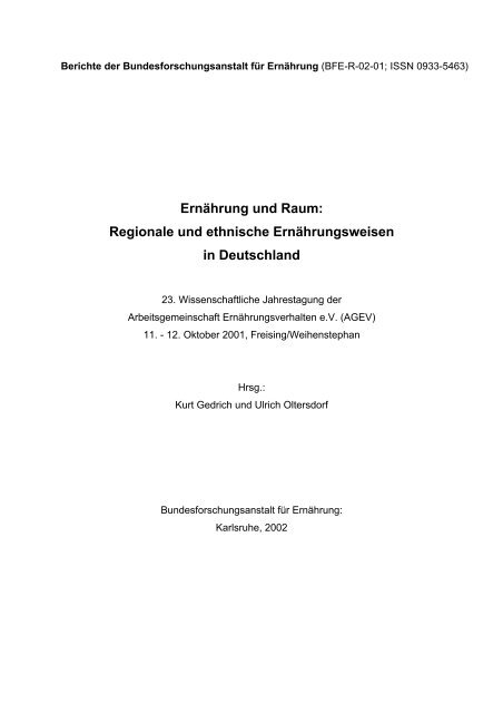 Regionale und ethnische Ernährungsweisen in Deutschland - AGEV