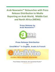 Arab Newswire Relaunches with Press Release Distribution to Media Reporting on Arab World, Middle East and North Africa (MENA)