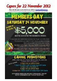 Capers for 22 November 2012 - Forestville RSL Club