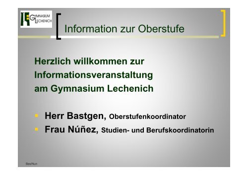 Information zur Oberstufe - Gymnasium Lechenich Erftstadt
