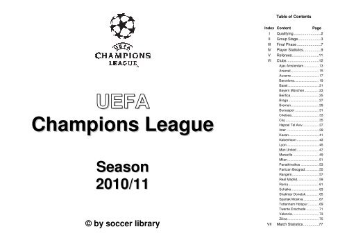 UEFA Champions Leaguee Season 2010/111 © by soccer library