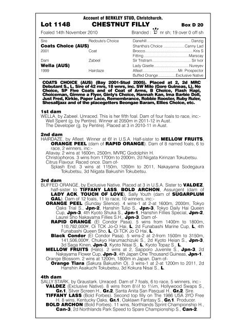 Account of TOTARA PARK STUD, Whangarei. - New Zealand ...