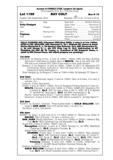 Account of TOTARA PARK STUD, Whangarei. - New Zealand ...