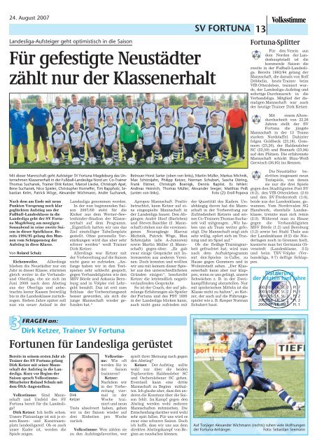 Aufgebot des MFFC in der Saison 2007/08 - Volksstimme